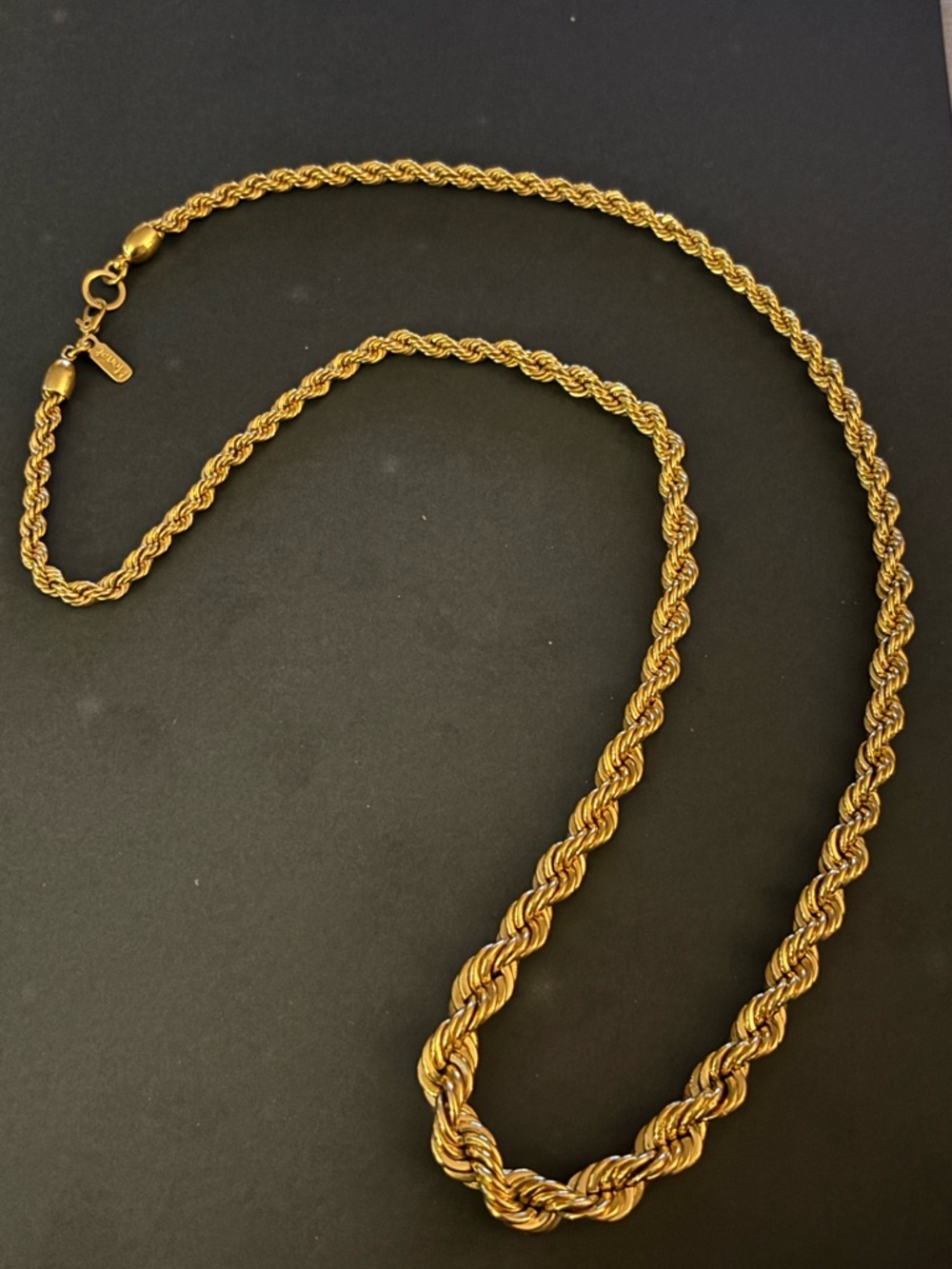 Vintage Monet Gold-Tone Rope Chain Necklace - Women Jewelry 26”